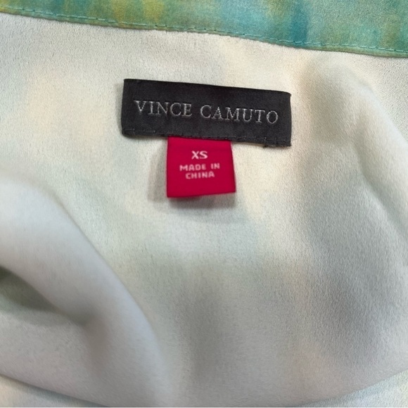 Vince Camino Green Yellow Tie Dyed Tie Blouse XS - Picture 5 of 8